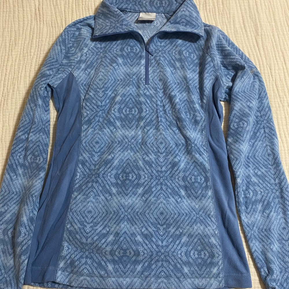Columbia Blue Patterned Fleece quarter zip